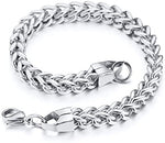 El Regalo Men Bracelets- 6mm Wide Curb Chain Bracelet for Men Women Stainless Steel | Men Jewelry- Gift for Him (Silver)