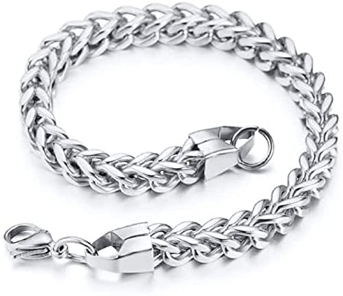 El Regalo Men Bracelets- 6mm Wide Curb Chain Bracelet for Men Women Stainless Steel | Men Jewelry- Gift for Him (Silver)
