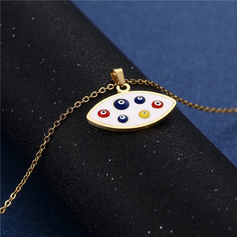 El Regalo Stainless Steel Evil Eye Earrings & Necklace Jewelry Set- Fashion Enameled Evil Eye Hypoallergenic Pendant Necklace & Earrings for Girls & Women (Evil Evil Eye)