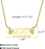 El Regalo Small Butterfly Wings Angel Number Necklace- Stainless Steel, Anti Tarnish, Angel Number Numerology Jewelry for Women & Girls (Angel Number 222)