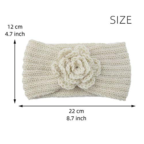 El Regalo Knitted Flower Headwrap Headband | Ear Warmer Hair Muffs Band | Winter Designer Ear Warmer Headbands for Girls & Women (Pink)