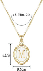 El Regalo Unisex Vintage Style Waterproof Name Initial Letters Pendant Necklaces - Stainless Steel Golden Initials Jewelry - Hypoallergenic Letters Pendant Chain (Letter M)