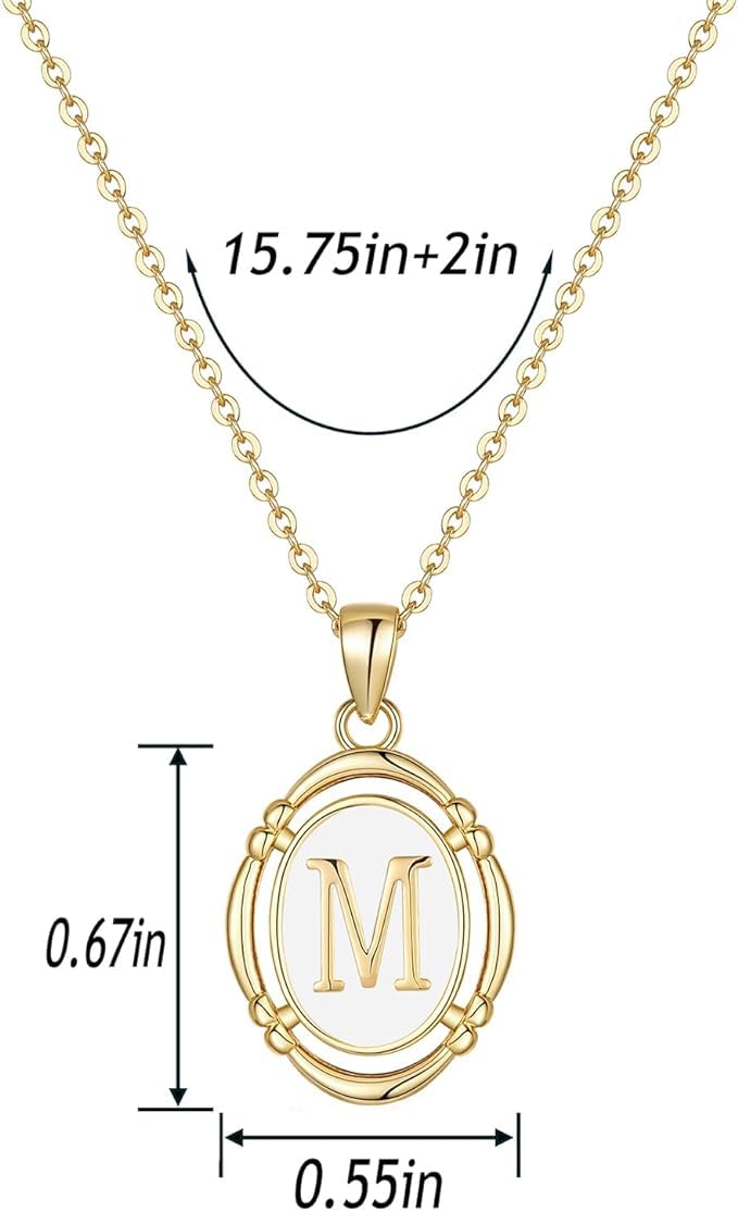 El Regalo Unisex Vintage Style Waterproof Name Initial Letters Pendant Necklaces - Stainless Steel Golden Initials Jewelry - Hypoallergenic Letters Pendant Chain (Letter M)