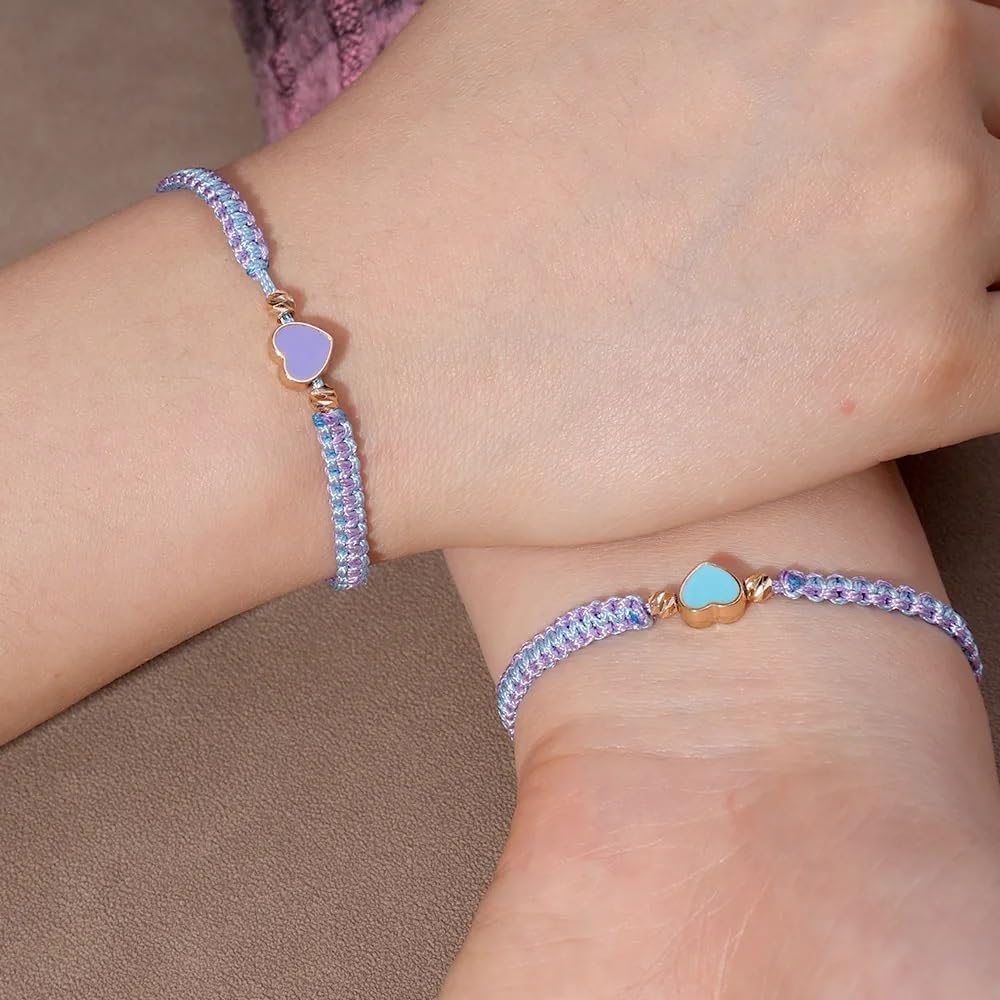El Regalo 2PCs Minimalist & Elegant Heart Bracelet Rakhi Combo Set for Brother/Bhai/Bhaiya-Bhabhi with Roli-Chawal & Rakhi Gift Box - Handwoven, Beautifully Packaged (Purple & Blue)