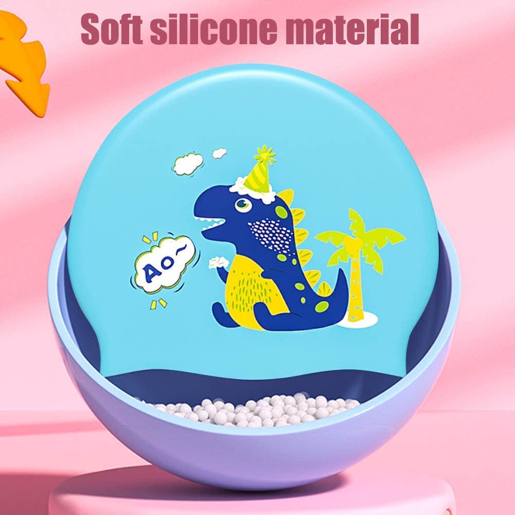El Regalo 2 PCs Kids Swimming Caps Set- Silicone Swimming Hat for Girls Boys Waterproof Bathing Caps for Long & Short Hair with Unicorn, Astronaut, Heart, Fairy Mermaid (Dinosaur & Astronaut)