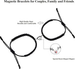 El Regalo Unisex-Adult 2PCs BFF Best Friend Magnetic Heart Couple Bracelet Set for Couples/Best Friends/Besties/Lovers (Both Black Heart)
