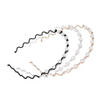 El Regalo Womens & Girls 3 Pcs Pearls Reheinstnes Hairbands Set- 3Pcs Wave Shape Headbands Pearls Rhinestones Inalid Fashion Hair Bands