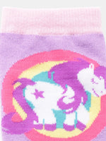 El Regalo 1 Pair Cute & Soft Fun Cartoon Animal Printed Funky Socks for Kids/Cute Animal Cartoon Print Lovely Combed Cotton High Knee Socks (3-8 Years) (Purple Rainbow)