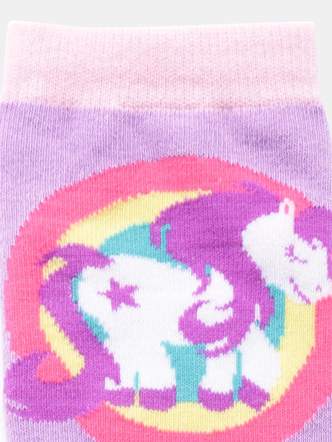 El Regalo 1 Pair Cute & Soft Fun Cartoon Animal Printed Funky Socks for Kids/Cute Animal Cartoon Print Lovely Combed Cotton High Knee Socks (3-8 Years) (Purple Rainbow)