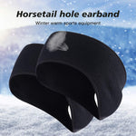 El Regalo 2 PCs Winter Fleece Ponytail Headbands- Ear Warmer/Earmuff Headbands with Ponytail for Men, Women, Girls, Boys Fleece Ear Warmers Headband for Cold Weather Ski Yoga (Black & Black)