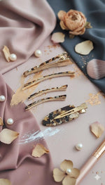 El Regalo 5-Piece Premium Acrylic Resin Hair Clip Set - Trendy Tortoise Shell & Marble Geometric Barrettes | Non-Slip Alligator Clips & Luxury Hair Pins for Women & Girls | Stylish Hair Accessories