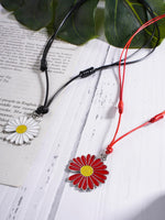 El Regalo 2PCs Daisy Flower Pendant Adjustable Cord Necklace- Minimalist Floral Jewelry For Girls & Women