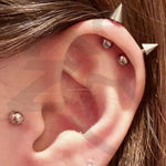 El Regalo 1 Pair Surgical Stainless Steel Spike Unisex Stud Earrings- Septum Lip Rings Cartilage Tragus Helix Piercing for Women Men (Silver)