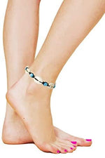 El Regalo Bohemian Cowrie Beads Shell Adjustable Bracelets cum Anklets for Girls & Women (Turquoise)