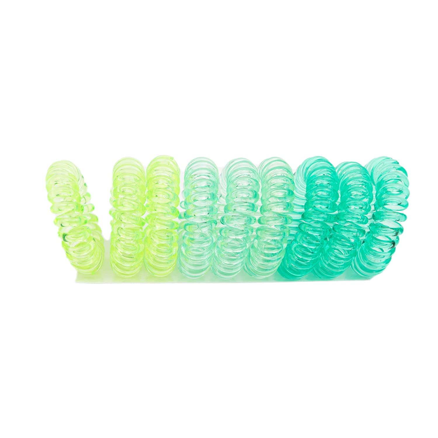 El Regalo 9 Pcs Spiral Hair Ties, No Crease Coil Hair Ties, Phone Cord Hair Ties for Thick Hair - Ponytail Holder Elastics for Kids/Girls/Women (Gradient Green)