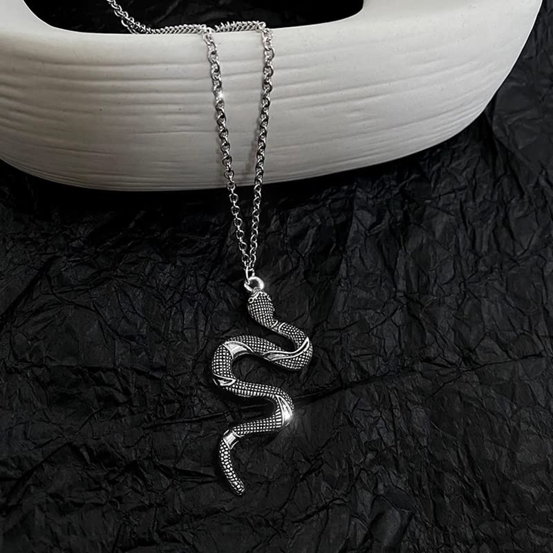 El Regalo Snake Unisex Necklace for Girls/ Boys/ Men & Women - Trendy Serpent Necklace Dainty Pendant Necklace Jewelry (Silver)