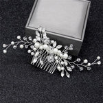 El Regalo Bridal Hair Side Comb For Women- Wedding Girls Hair Clip Leaves Pearl Rhinestone Crystal Spray Flower Hair Floral Vintage Hair Barrette Bridesmaids Headpiece