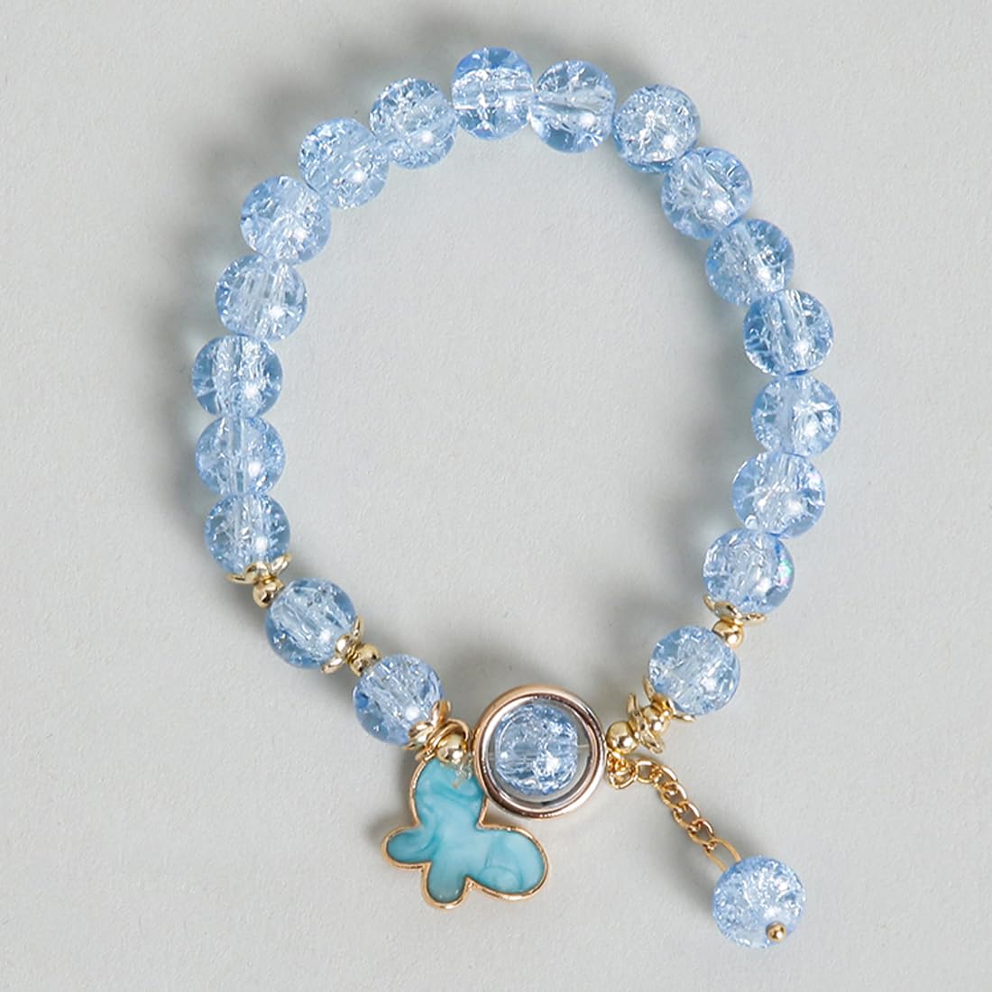 El Regalo 3PCs Opal Stone, Crystal Beads Tassel Bracelet With Cute Enamel Charms Star, Shell, Rainbow, Flowers, Swan, Pearls etc. for Kids/Girls/Teens/Women (Option-5)