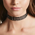 El Regalo Bohemia Layered Choker Necklace- Gothic Black Suede Leather Collar Choker with Silver Beads Multilayer Necklace for Women & Girls