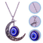 El Regalo 1 PC Evil Eye Hamsa Hand Unisex Pendant Necklace for Men & Women- Fancy Evil Eye Nazar Amulet (Crescent Moon Evil Eye)