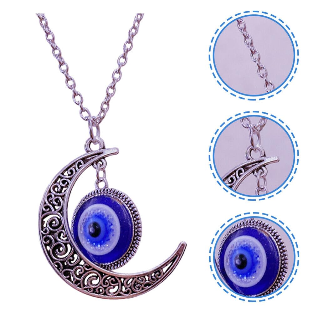 El Regalo 1 PC Evil Eye Hamsa Hand Unisex Pendant Necklace for Men & Women- Fancy Evil Eye Nazar Amulet (Crescent Moon Evil Eye)
