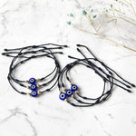 El Regalo 2PCs Lucky Evil Eye 7 Knots Handwoven Adjustable Bracelets - Protection 7 Knots Evil Eye Unisex Bracelet Set for All- Girls/Boys/Men & Women (2 Black Evil Eye)
