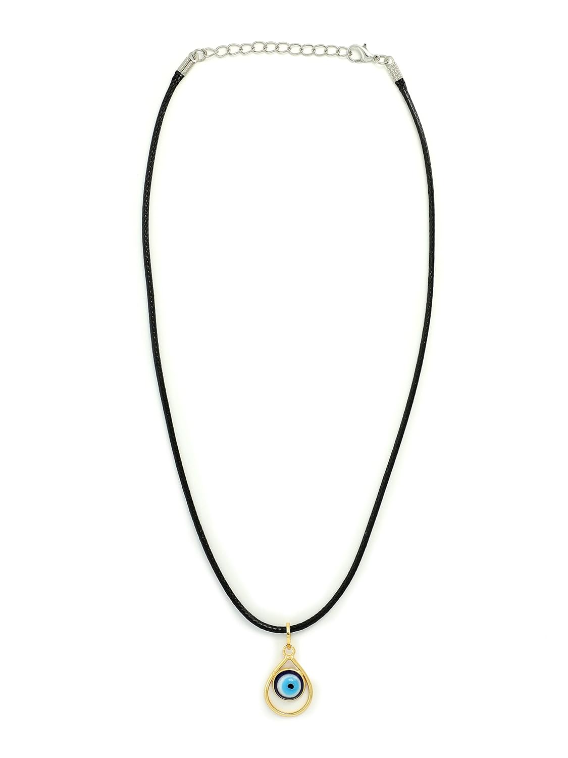 El Regalo 2 PCs Blue Evil Eye Unisex Pendant Cord Necklace for Kids/Girls/Boys/Men & Women - Turkish Blue Silver & Golden Handmade Evil Eye Necklaces (Option-1)