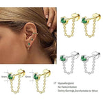 El Regalo Link Chain Earrings- Dangle Geometric Stainless Steel Drop Western Earrings for Women Girls (Golden Link Studs)