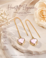 El Regalo Gorgeous Faceted Crystal Drop Threader Earrings for Girls & Women- Fancy, Delicate Sui Dhaga Threader Earrings (Pink)