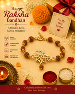 El Regalo Rudraksha Rakhi for Brother- Rudraksha Beads Rakhi Gift Box with shagun & Message Card for Bhai/Nephew (Shiva)
