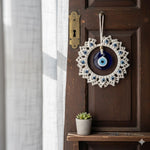 El Regalo Macrame Nazar Battu Wall Hanging with Big Evil Eye Charm | Handmade Bohemian Style Wall Decor for Home & Office | Macrame Evil Eye Protection Hanging (6.3 Inches Diameter)