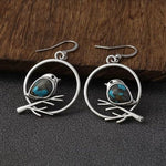 El Regalo Vintage Bohemian Blue Turquoise Kingfisher Bird Dangle Earrings for Women - Elegant Handcrafted Nature-Inspired Statement Jewelry