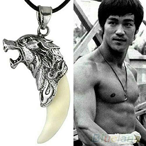 El Regalo Men's Retro Stainless Steel Bruce Lee Style Wolf Pendant Necklace | Men Jewelry | Men Pendant Necklace (Black)