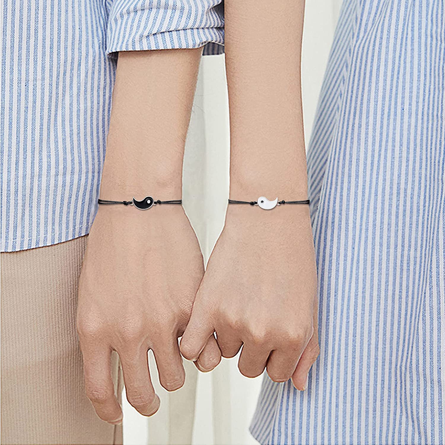 El Regalo Pinky Promise Distance Matching Bracelets for Best Friends, Couples, Family, Women, Men, Teens, Girls & Boys (Yin Yang)