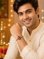 El Regalo Mahadev Bracelet for Men - adjustable size with rustic silver look
