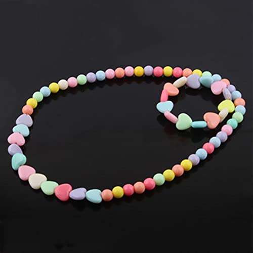 El Regalo 3Pairs Kids Necklace & Bracelet Jewelry Set Combo- Kids Colorful Jewelry Sets | Princess Colorful Acrylic Beads Stretch Necklace Bracelet Set for Kids Baby Toddler Girls (Set Option-5)