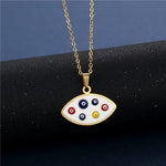 El Regalo Stainless Steel Evil Eye Earrings & Necklace Jewelry Set- Fashion Enameled Evil Eye Hypoallergenic Pendant Necklace & Earrings for Girls & Women (Evil Evil Eye)