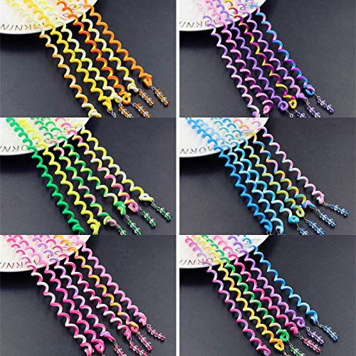 El Regalo Cute Girls Hair Band 6pcs/Lot Headband Crystal Long Elastic Headwear Rainbow Color Free Length Dreadlocks Hair Style Accessories (Rainbow)