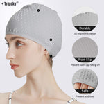 El Regalo 1 PC Silicon Bubbled Swimming Cap for Teens/Adults- Silicone Thickened Long Hair Silicone Swimming Cap (Grey)
