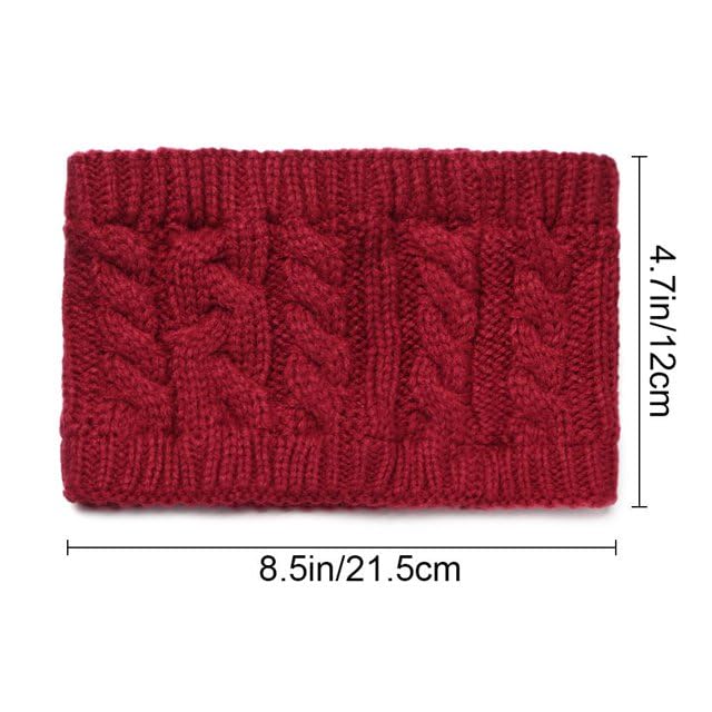 El Regalo 1 PC Winter Knitted Fleece Warm Unisex Headbands for Men & Women- Ear Warmer Headband Hair Band Wool Head Wraps Winter Unisex Ear Warmers (Plum Red)