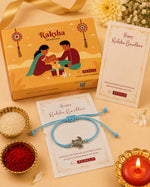 El Regalo Minimalist Lucky Turtle Adjustable Bracelet Rakhi for Brother- Blue