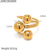 El Regalo Modern 18K Gold Plated Stainless Steel Trio Sphere Ring for Women & Girls | Elegant Big Bold Chunky Statement Ring | Triple Ball Spiral Cocktail Finger Ring | Western Fashion Jewellery