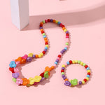 El Regalo 2 PCs Kids Girls Colorful Jewelry Sets - Kids Candy Color Beads Necklace & Bracelets Jewelry Sets for Girls