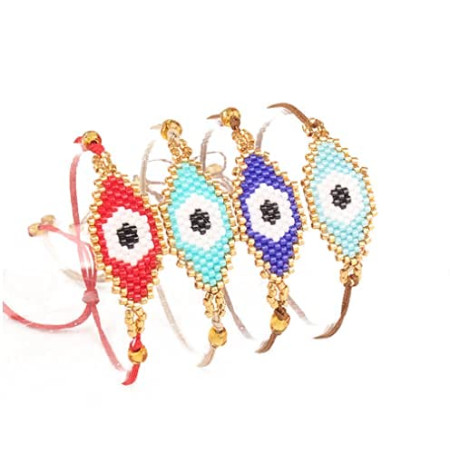 El Regalo Evil Eye Japanese Miyuki Seed Beads Lucky Unisex Bracelet | Handmade 100% Authentic Japanese Miyuki Seed Beads Bracelets (Red)