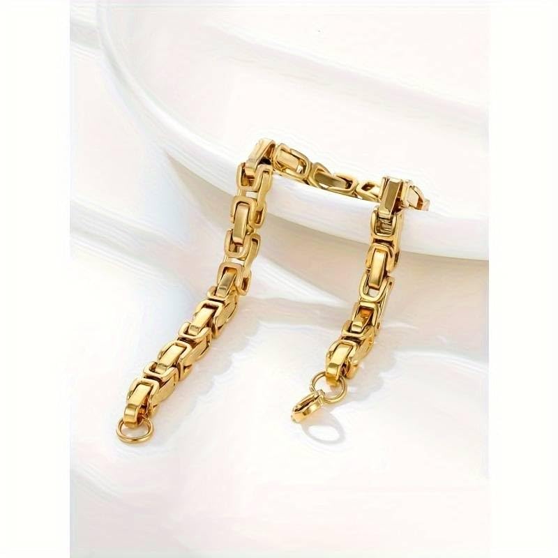 El Regalo Stainless Steel Byzantine Chain Bracelet for Men - Timeless Luxury Jewelry for Men- Anti Tarnish/Waterproof Bracelet