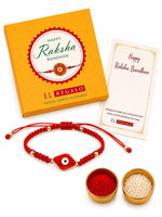El Regalo Evil Eye Bracelet Rakhi for Brother with Roli Chawal in Gift Box (Red -A)