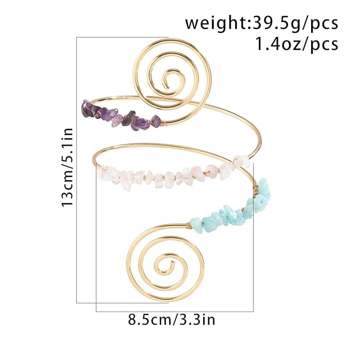 El Regalo Crystal Arm Cuff Gold Upper Arm Band Cuff Armlet - Open Cuff Armband Dainty Boho Bajuband for Women Girls