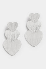 El Regalo Romantic Heart Tassel Metal Texture Long Earrings For Girls & Women Girls- Valentines Day Gift (Matt Silver)