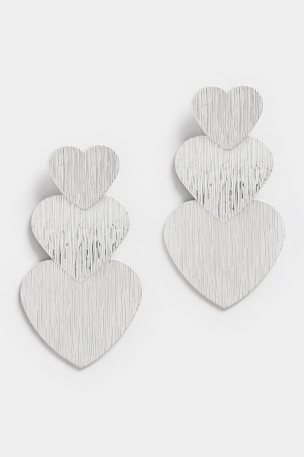 El Regalo Romantic Heart Tassel Metal Texture Long Earrings For Girls & Women Girls- Valentines Day Gift (Matt Silver)
