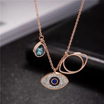 El Regalo 1 PC Stainless Steel NO RUST/ANTI TARNISH Evil Eye Pendant Necklace for Girls/Teens & Women- Designer Rose Gold Evil Eye Crystals Necklace